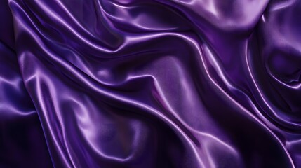 Fototapeta premium 28. A shiny purple silk satin curtain, flowing gently in ruffled folds, creating an elegant and luxurious atmosphere for Valentine's Day