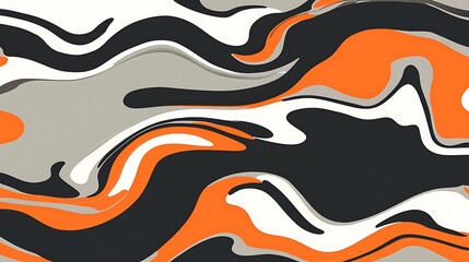 Abstract waves in orange, gray, and black. Wallpaper