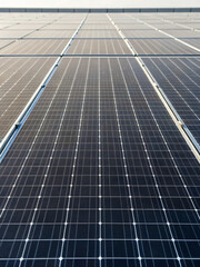 Close-up View of Solar Panels Reflecting Sunlight in Clean Energy Generation