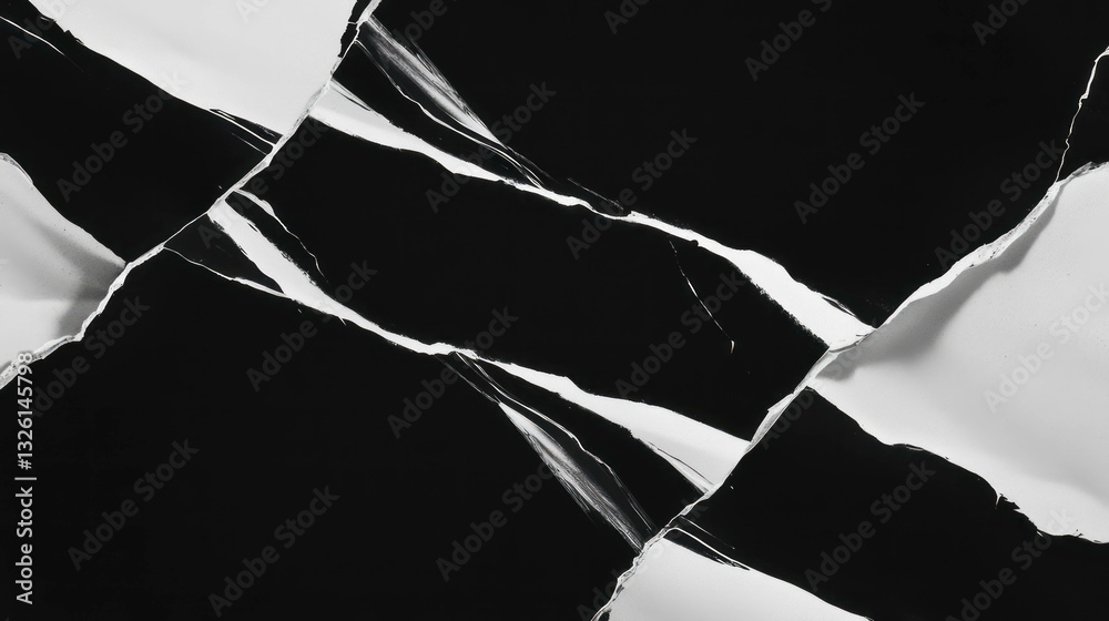 Poster Abstract torn edges and corners creating textured contrast design