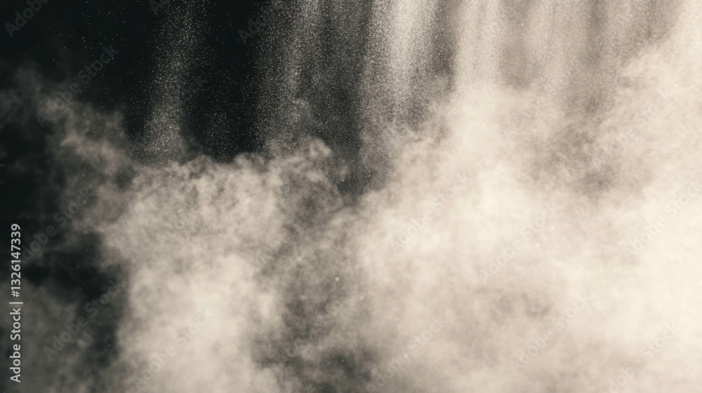 Poster ethereal dust and pigment in motion creating grunge effect