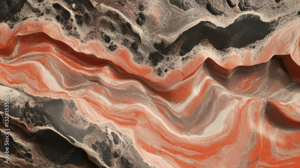 Poster Abstract lava flow texture in chaotic patterns for creative visual design