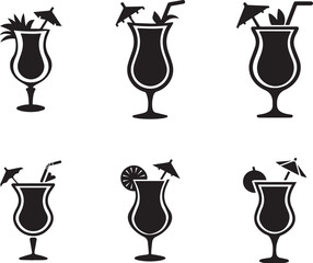 Tropical Cocktail Drink with Umbrella and Fruit Vector Illustration for Summer Party