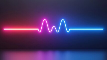 A neon light wave with pink and blue colors.
