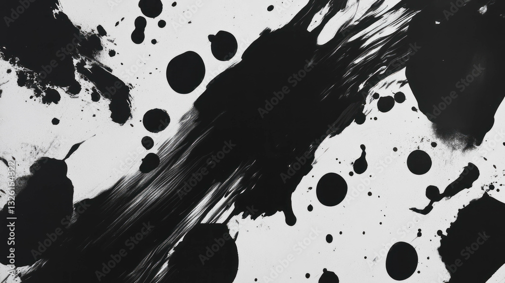 Poster lo fi printer effect with textured ink splatters on white background for creative design