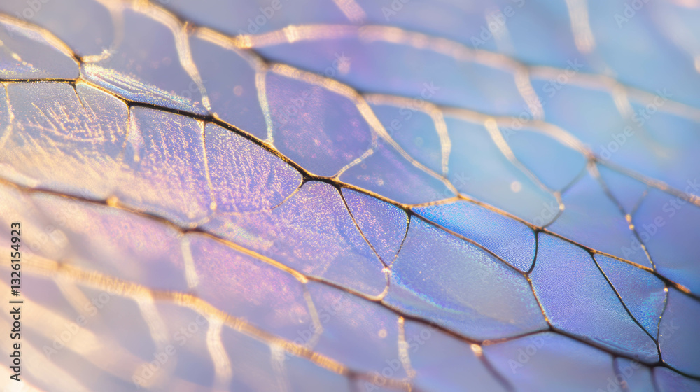 Poster macro close-up of insect wing showcasing delicate texture and vibrant colors