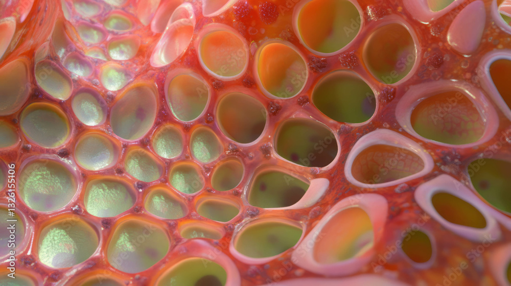 Poster Macro shot of vibrant moss texture and intricate spore patterns for nature design
