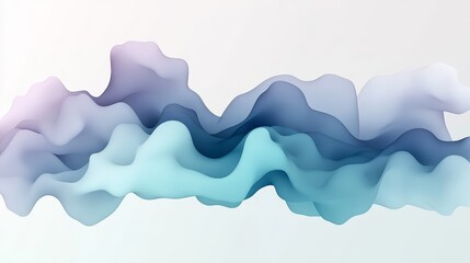 Fototapeta premium Abstract Cyan and Purple Fluid Wave, Digital Vector Art with Smooth Gradient on White Background