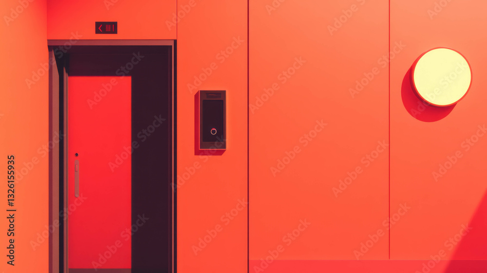 Aufkleber minimalistic futuristic elevator design with bold colors for modern architecture concepts