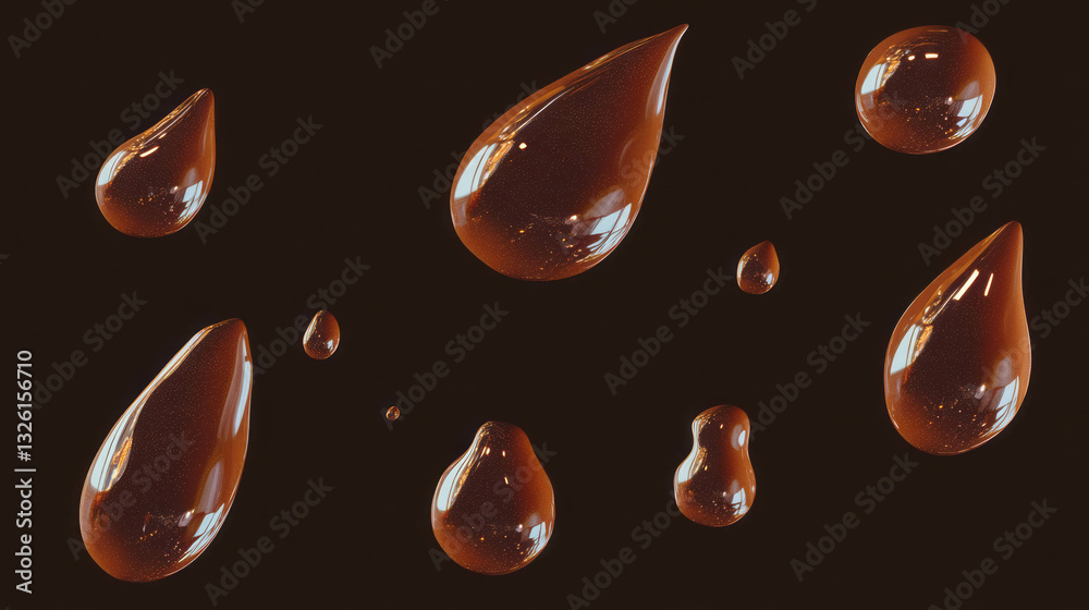 Poster realistic waterdrops on brown background capturing chaos and reflections