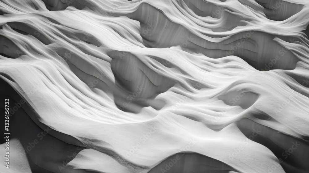 Poster abstract sand dunes and patterns with chaotic waves in desert landscape