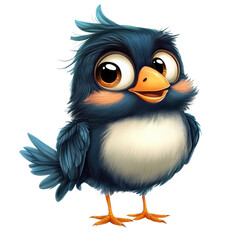 Fototapeta premium Cute Cartoon Birds Playful Desi Touch on transparent background.