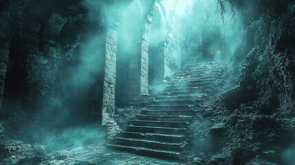 Fototapeta premium Ancient mystical stone staircase