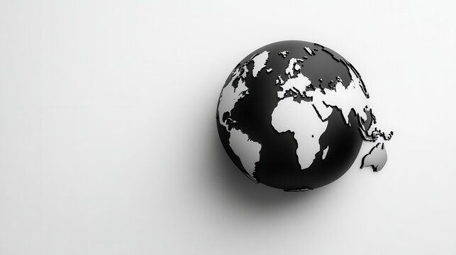 Pixelated Black and White Globe on White Background