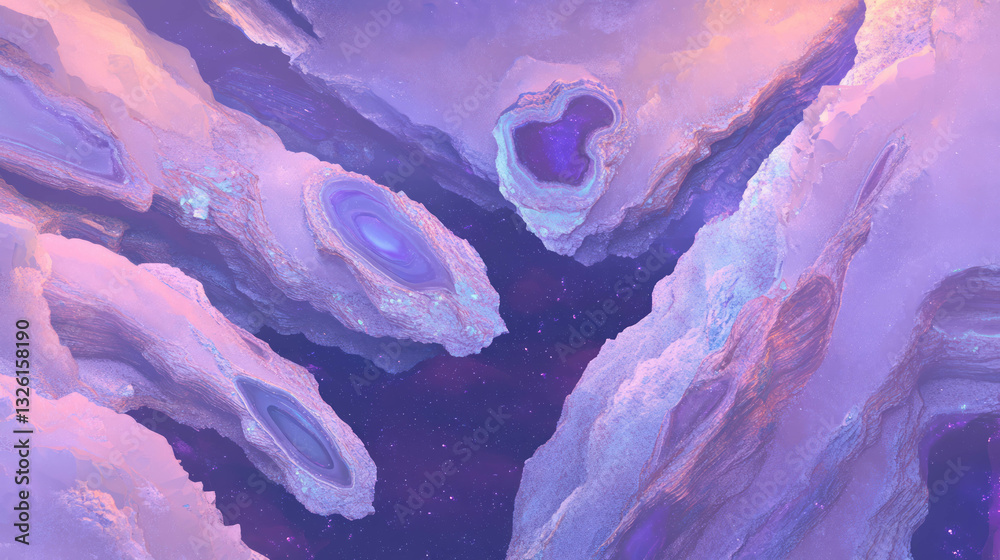 Poster Abstract amethyst sand and geodes texture with chaotic patterns