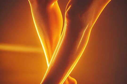 A close-up shot of a person's legs in a relaxed position, great for use in health or wellness related content