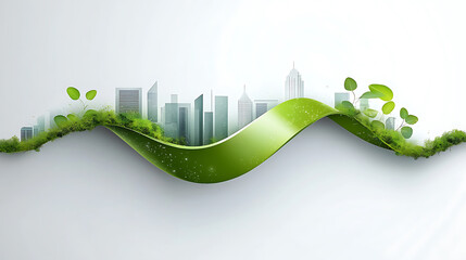 Urban greenery initiative cityscape digital art eco-friendly aerial view sustainable development