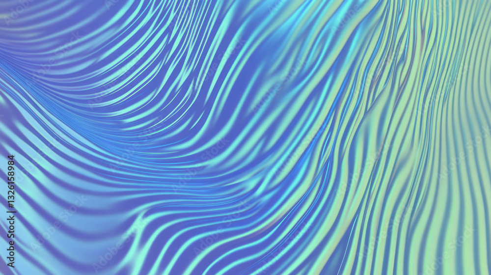 Poster Abstract blue and green gradient texture with smooth minimal waves for design