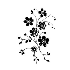 Elegant Black Floral Design Against White Backdrop: Detailed Close-Up of Stylized Blooming Blossoms and Graceful Twigs, A Modern Aesthetic © MatandSterre