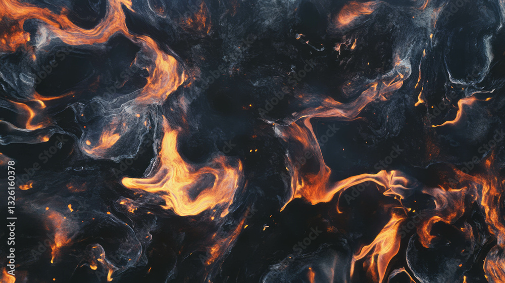 Aufkleber Fiery chaos texture with burning flames and abstract patterns for creative design