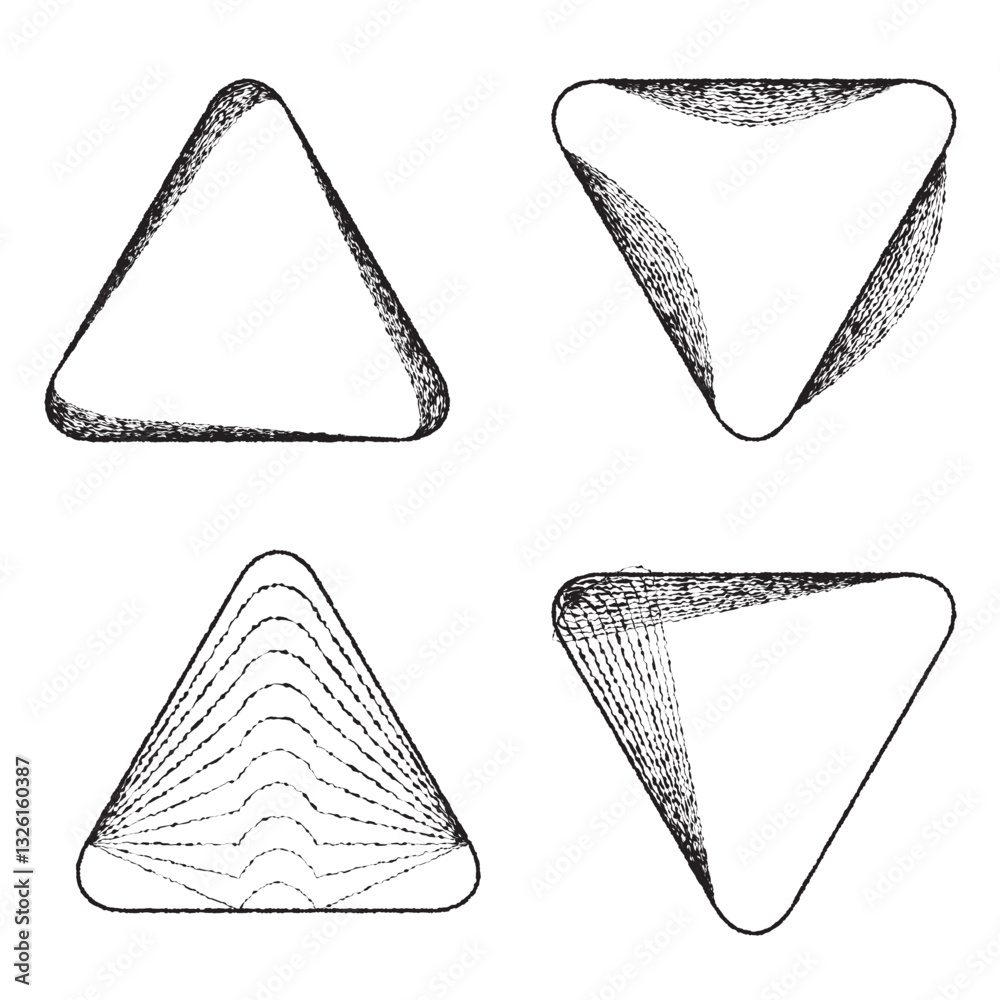 Poster lines in triangle form . linear rounded shape vector illustration .lots of lines form a triangle.des