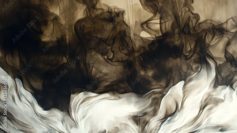 Poster abstract texture art installation featuring faded burnt paper patterns