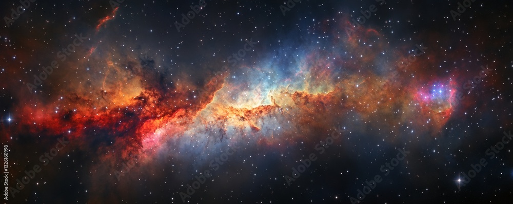 Canvas Prints a colorful celestial nebula surrounded by many distant shining stars