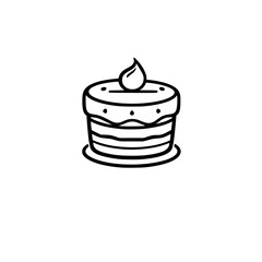 Simple Outline of a Layered Cake with a Single Icing Decoration, on a white background.