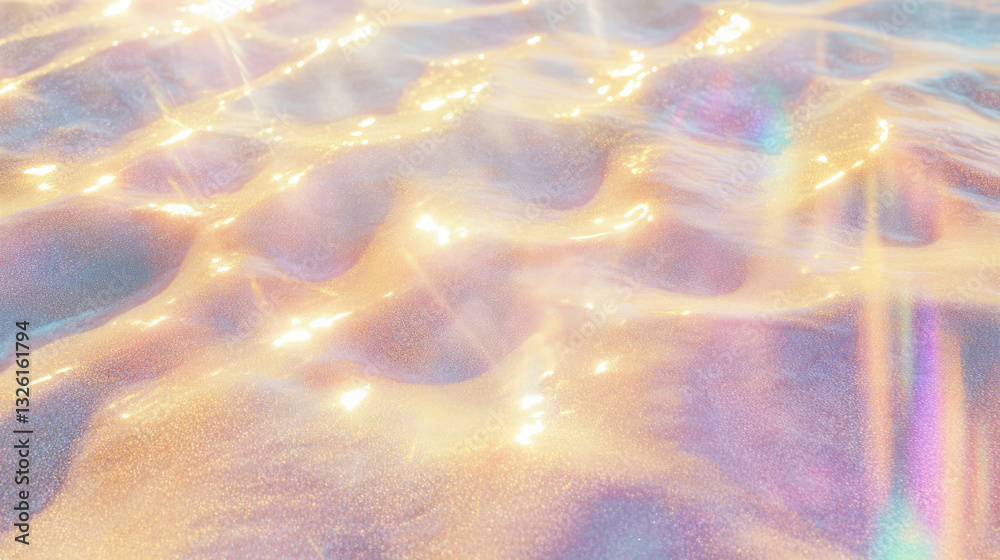 Poster citrine sand texture with sunlight flares and iridescent patterns