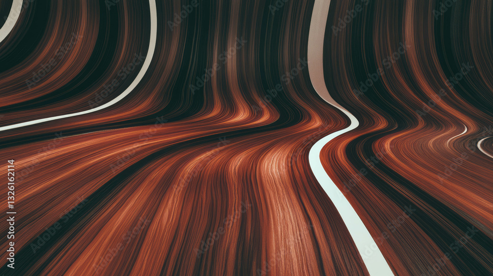 Poster Abstract cocobolo texture with dynamic stripes in a chaotic pattern for artistic design