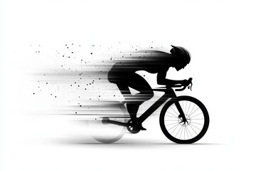 Fototapeta premium A sleek silhouette of a bike rider in motion, illustrated in a minimalist style with bold contrasts