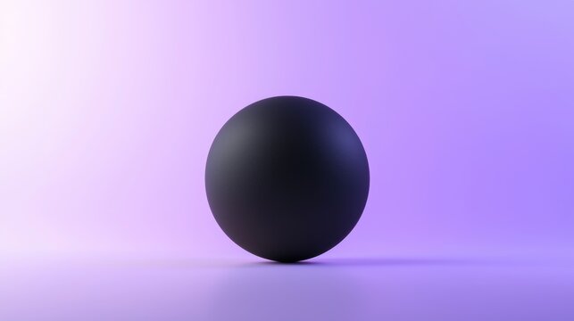 A 3D rendering of a black sphere against a gradient purple background.