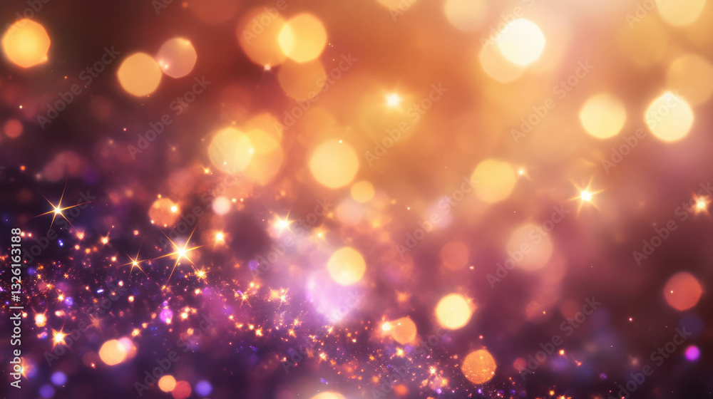 Poster glittering diamond texture with sparkling chaos in golden hues for festive design