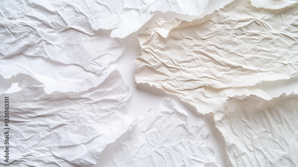 Poster abstract composition of torn drawing paper with wrinkled texture for creative design projects