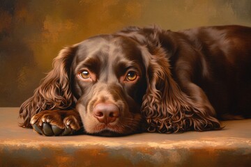 American Water Spaniel Portrait: Beautiful Brown Puppy Resting