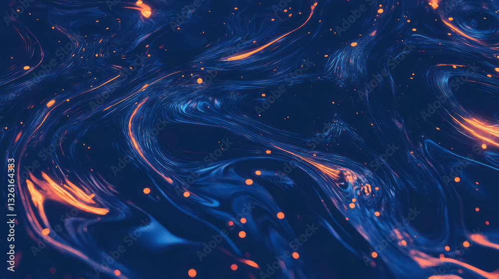 Poster Luminous firefly texture at night with glowing patterns for design and print