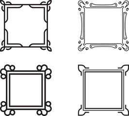 Ornate Square Frame Icon Set for Graphic Design and Decoration