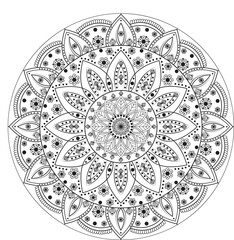 Ornamental Round Lace Pattern with Floral and Geometric Design