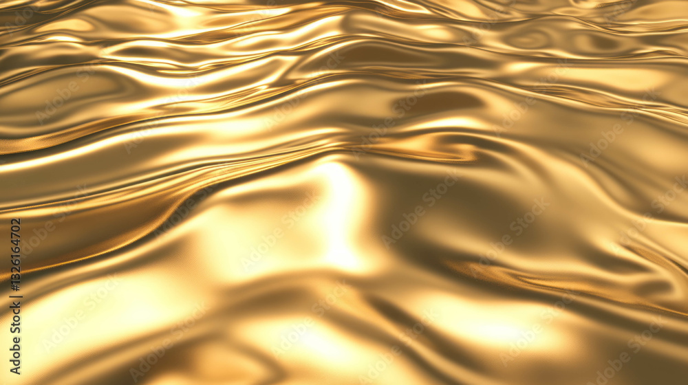 Poster golden flowing water texture with ripples and chaotic waves for abstract design