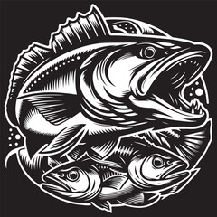 Cod fish logo design. Cod fish emblem. Fishing theme illustration.