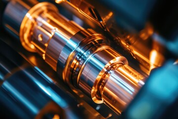 Naklejka premium Close-up shot of a machine with various metal parts and mechanisms