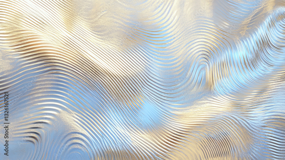 Poster Abstract metallic paper texture with wavy shine patterns for design and art projects