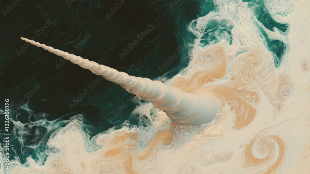 Poster Abstract chaos in narwhal tusk texture with spiral grain patterns for unique design