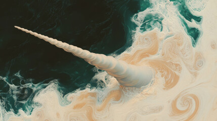 Abstract chaos in narwhal tusk texture with spiral grain patterns for unique design