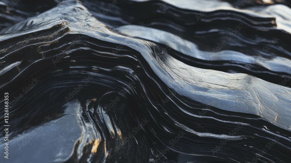 Poster Abstract obsidian texture with chaotic flow lines for artistic backgrounds