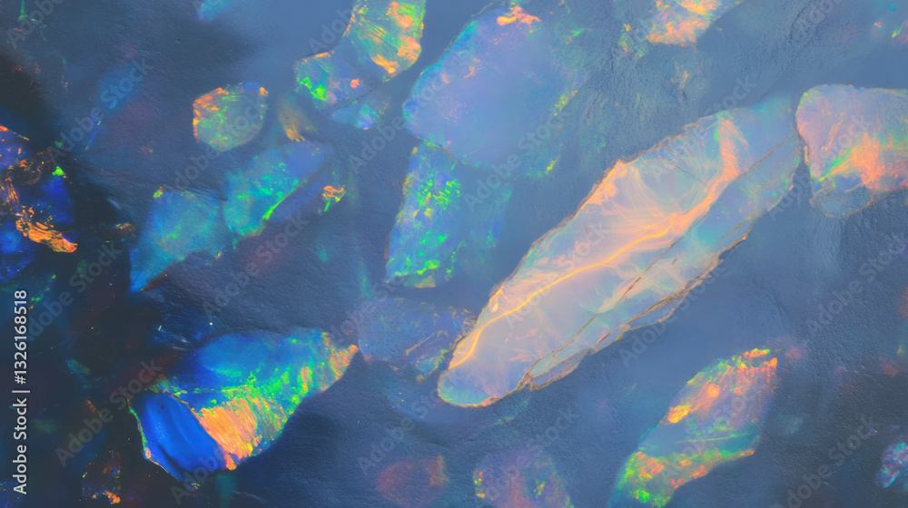 Poster vibrant opal texture with iridescent color play