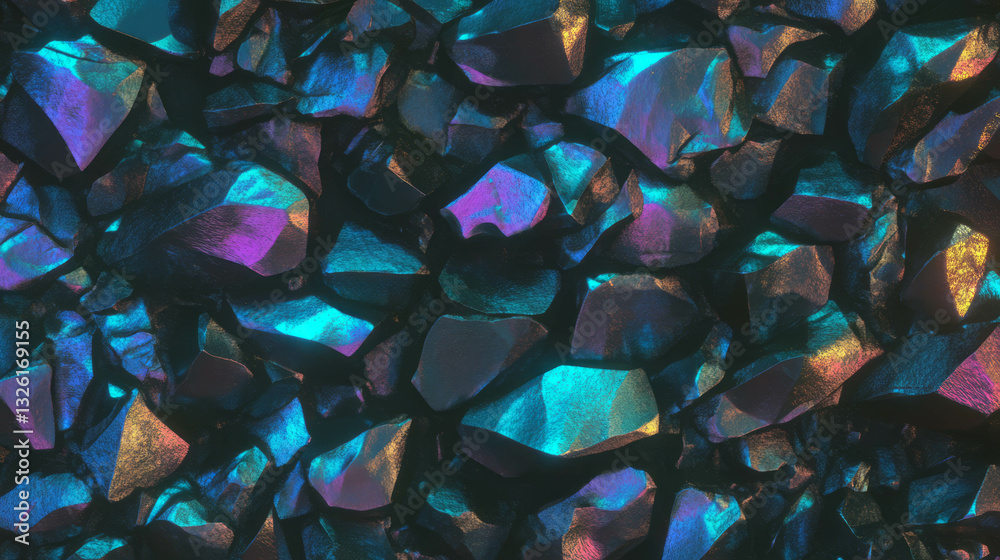 Poster Vivid peacock ore texture with iridescent colors and chaotic patterns for design