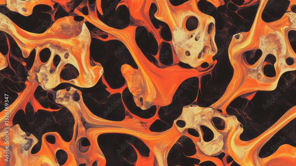 Aufkleber Abstract chaotic texture with petrified bone patterns for artistic background design