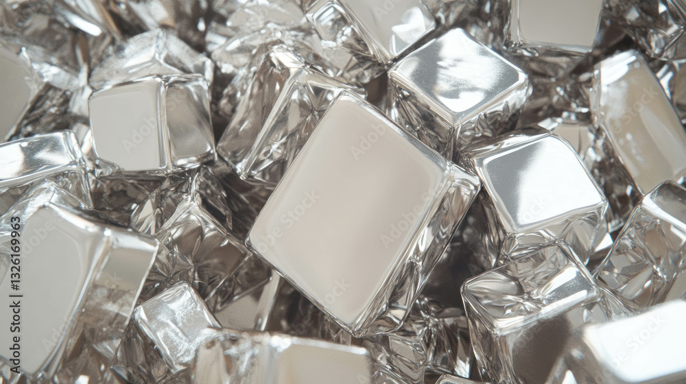 Poster abstract texture of platinum cubes and chaotic density for design and artistic inspiration