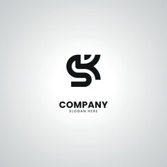 Abstract Initial Letter SK KS Modern Unique Logo Design Vector.